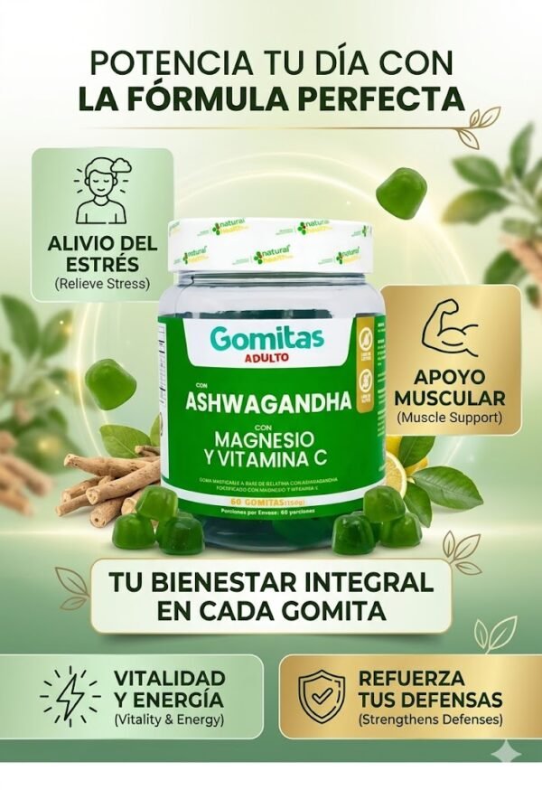 Gomitas de Ashwagandha, Magnesio y Vitamina C